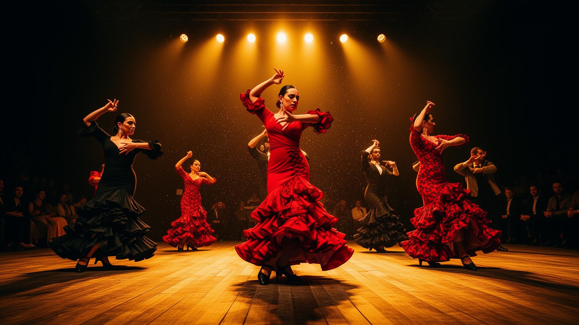 Flamenco dancers performing with passion
